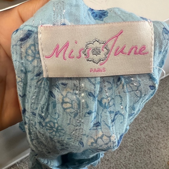 Miss June Cotton Blue Floral Mini‎ Summer Dress Beach Boho Resort Coverup medium - Picture 13 of 14